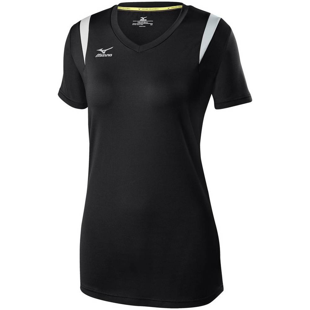 Womens Mizuno Balboa 5.0 Long Sleeve Volleyball Jersey Black/Silver Philippines (PQUNZV761)